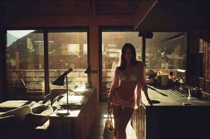 Golden hour in a mountain chalet